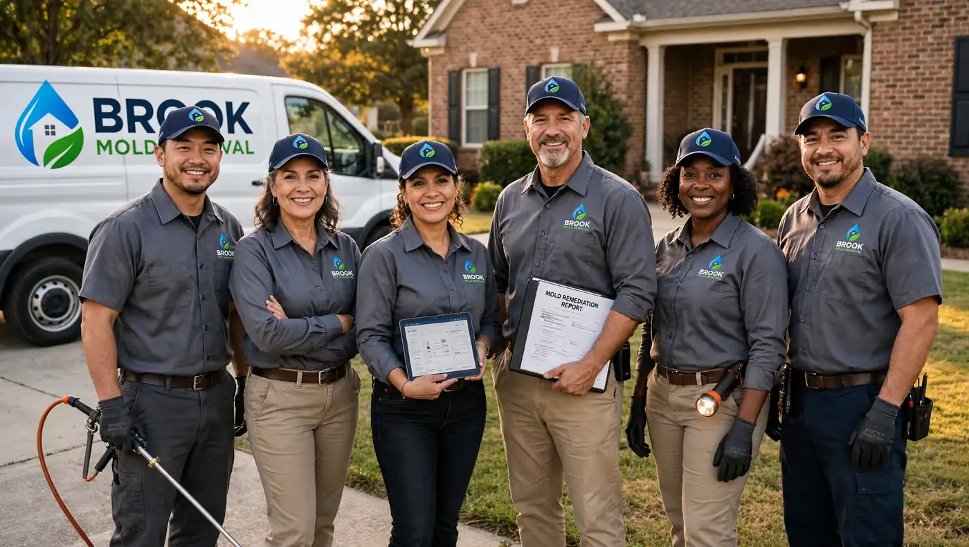 The Brook Mold Removal team in company uniform with the branded service van